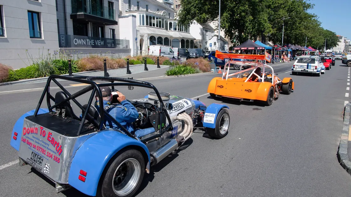 Competitors return to the pits during Saturday’s Guernsey Motorcycle & Car Club hill climb at Le Val des Terres. (Picture by Andrew Le Poidevin, 29775438)