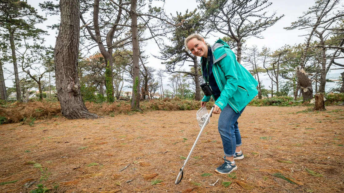 Invasive Non-Native Species Policy & Coordination Officer Annelotte Baas-Jehan at Le Guet, where an Asian hornet nest was recently destroyed.  (Picture by Sophie Rabey, 34917846)