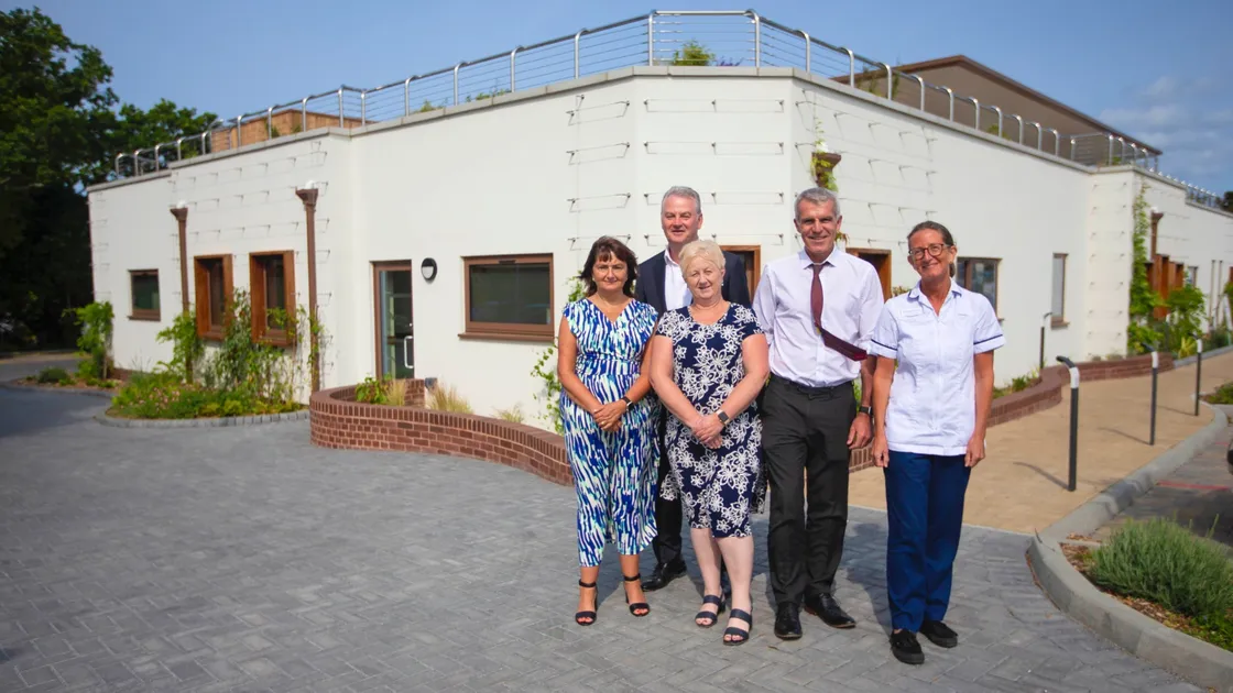 The new L’Aumone Medical Centre is one of the commercial builds shortlisted for this year’s Guernsey Design Awards. Pictured left to right are the surgery’s unit head Cathy Loveridge-Jones, chairman of St Damian – who own the building – Dr Robbie Hanna, deputy unit head Kay Batiste, management partner Dr Ian Baxendale, and lead nurse sister Debbie Duquemin. (Picture by Peter Frankland, 32961889)