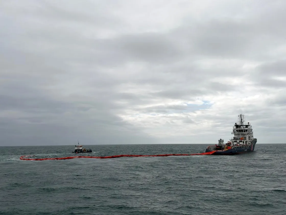 During the drill, the Sarnia helped deploy a containment boom, a floating barrier placed around an oil spill to stop it spreading.