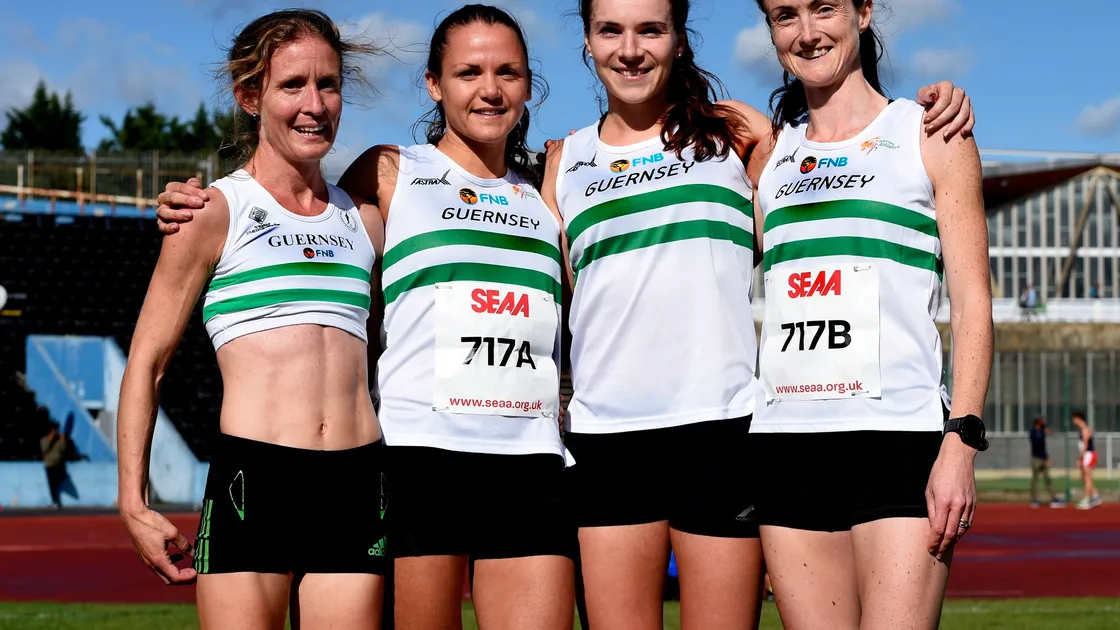 Guernsey Athletics Southern Road Relays winning team, from left to right, Louise Perrio, Laura McCarthy, Sarah Mercier and Jenny James. (Picture by Mark Shearman)