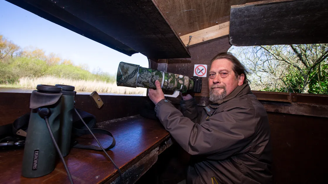 Membership secretary of the RSPB Guernsey Group Ian Le Page birdwatching at the Rue des Bergers nature reserve. (Picture by Luke Le Prevost, 32000977)