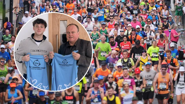 Father and son running in the London Marathon