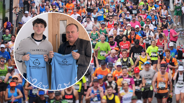 Father and son running in the London Marathon