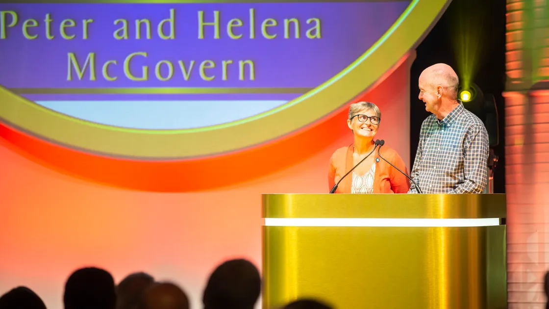 Peter and Helena McGovern winning Grandparents of the Year at last year’s Pride of Guernsey Awards. (Picture by Sophie Rabey, 29815318)