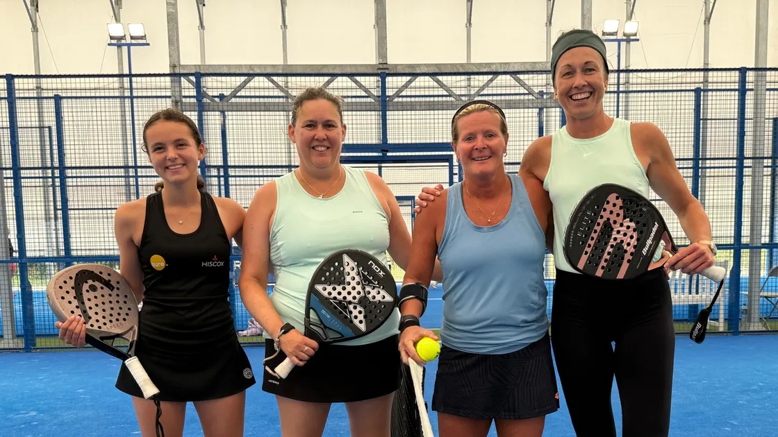 Left to right: Chloe De La Mare and Michelle De Villiers faced Debbie Allen and Tracy Hubert in the women’s final.