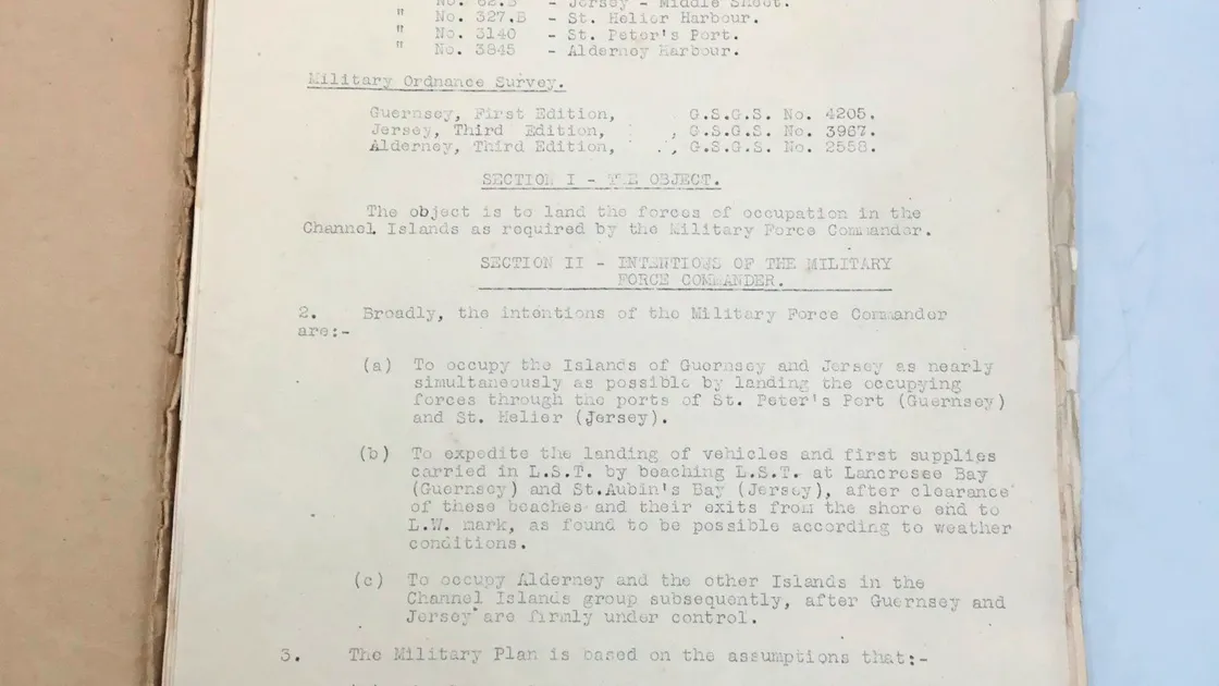 A top-secret document detailing British military forces' plans to liberate the Channel Islands has been discovered in a cardboard box in Derbyshire, and was sold at auctioned for more than three times its guide price. (Picture by Hansons Auctioneers) (34360751)