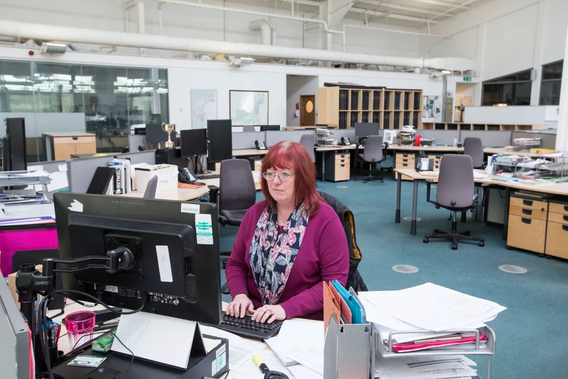 The editor's PA Yvonne Blundell is one of the few remaining staff members going into the GP offices. (27852672)