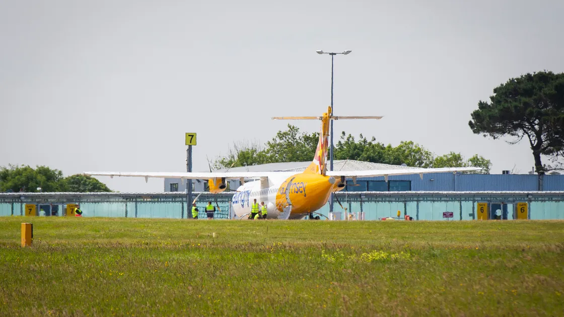 Aurigny’s G-ORAI has arrived back in Guernsey after being in France since February. (Picture by Sophie Rabey, 33384957)