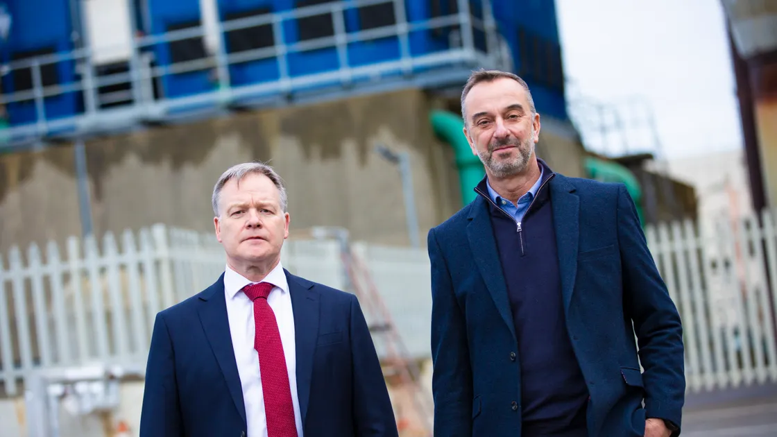 Guernsey Electricity chief financial officer Karl Brouard, left, and CEO Alan Bates. (Picture by Peter Frankland, 31829595)