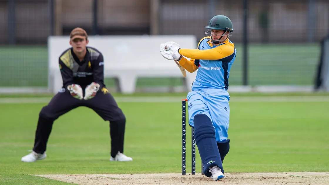 Cobo opener Zak Damarell pulls into the legside at the KGV where he finished as the match’s top-scorer with 47. (Picture by Martin Gray, 29675624)