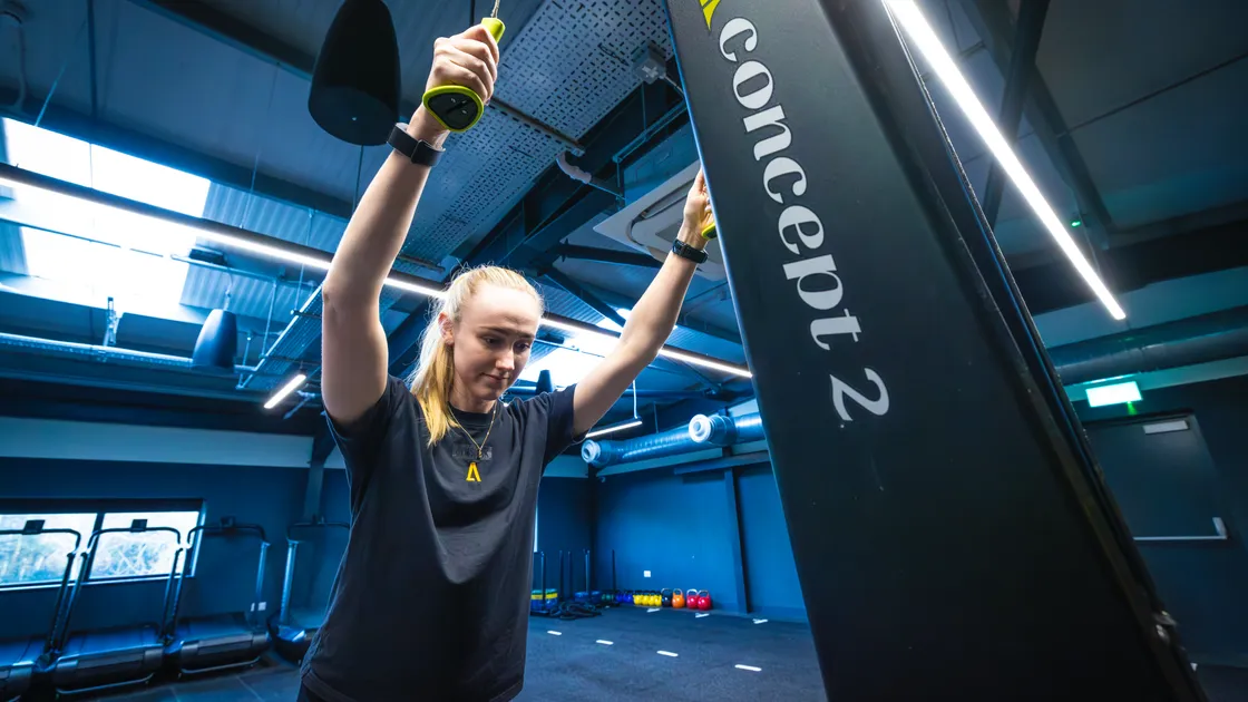 The ski ergometer is one of three cardio machines in the DEKA Strong circuit