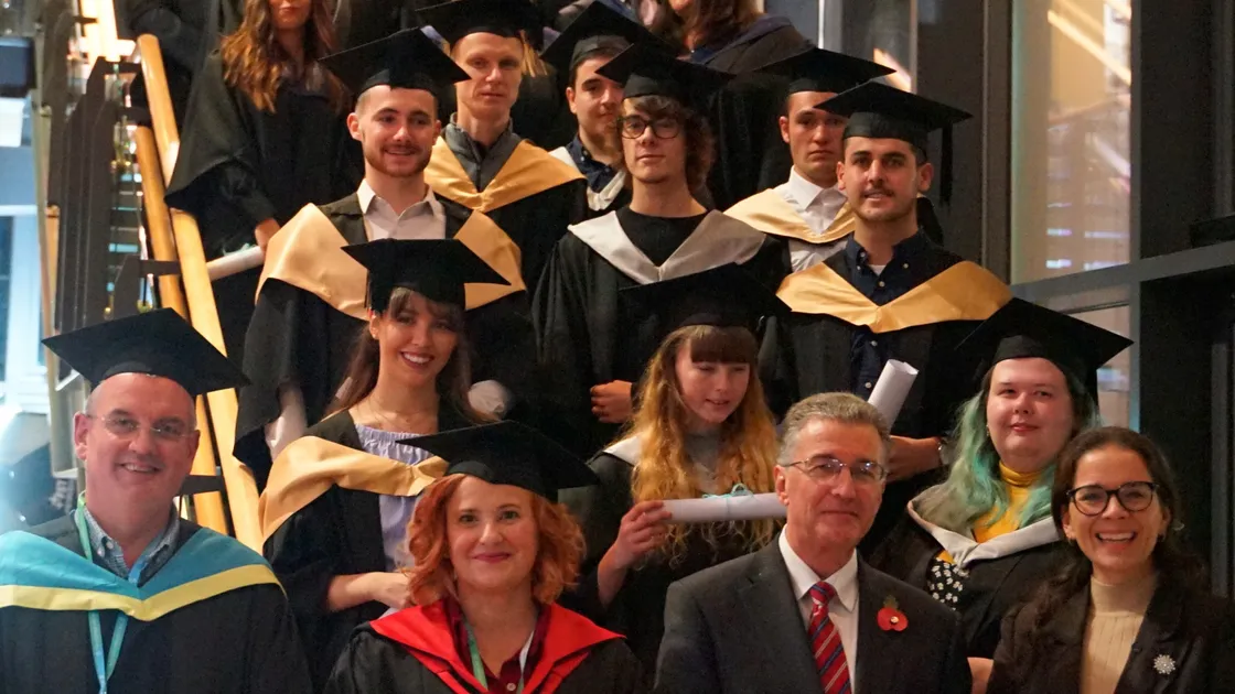 A ceremony was held for 17 Guernsey College of Further Education students who graduated on Tuesday 3 November, with certificates presented by Bailiff Richard McMahon. Image by TG Communications. (28894952)