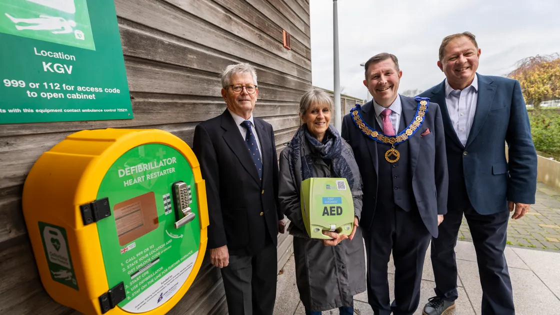 Left to right, Freemasons charity representative David Mitchison, Gerry Le Roy from CAG, deputy head of Guernsey & Alderney Freemasonry Simon Hamon, and CAG chair Rick Denton at the KGV