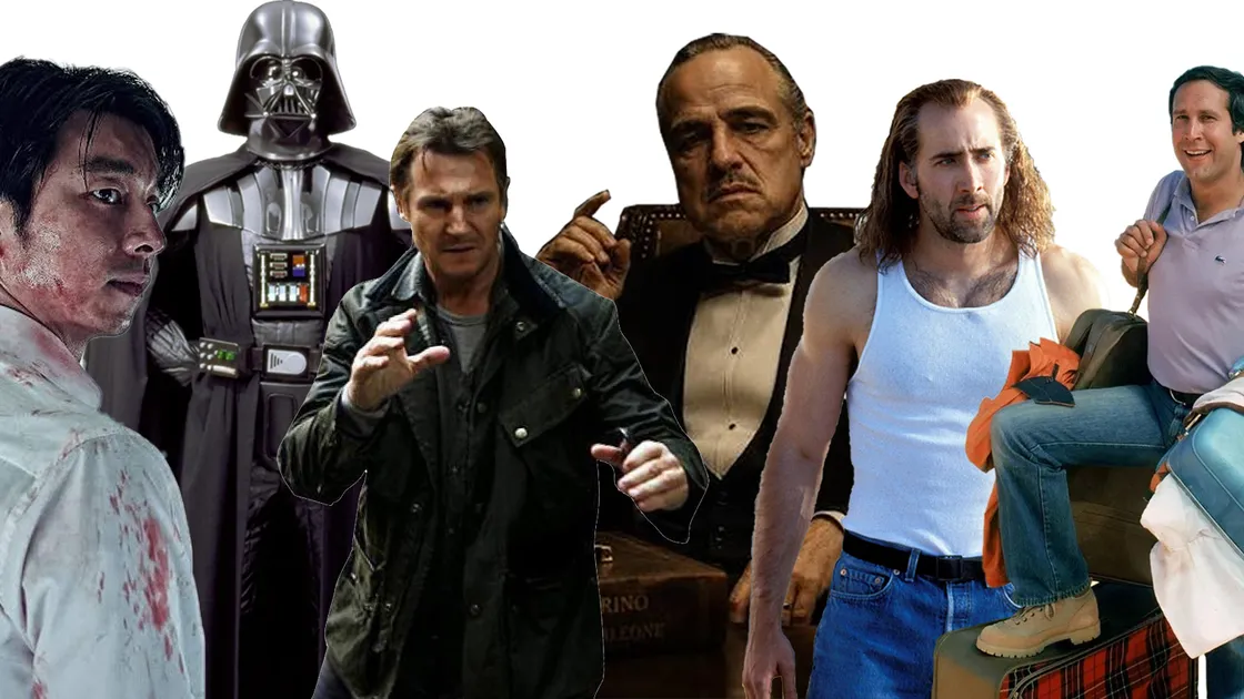 Film father figures, left to right: Seok-woo from Train To Busan, Darth Vader from Star Wars et al, Bryan Mills from Taken, Vito Corleone from The Godfather, Cameron Poe from Con Air and Clark Griswold from National Lampoon’s Vacation.