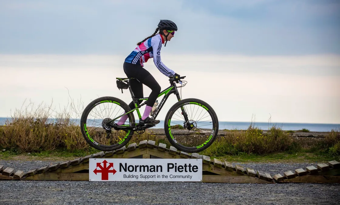Kylie Vaudin, 16, on the 'shark's teeth'. (Picture By Peter Frankland, 28811281)