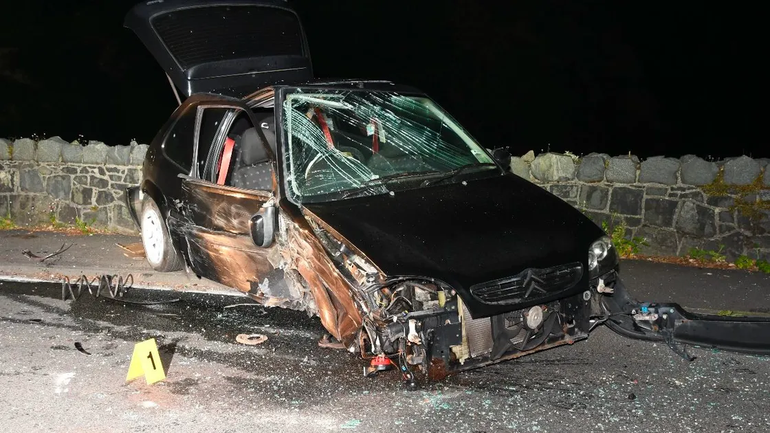 Two people escaped largely unhurt from this Citroen after drink-driver Terrance Mgwaqo crashed his Audi into it.