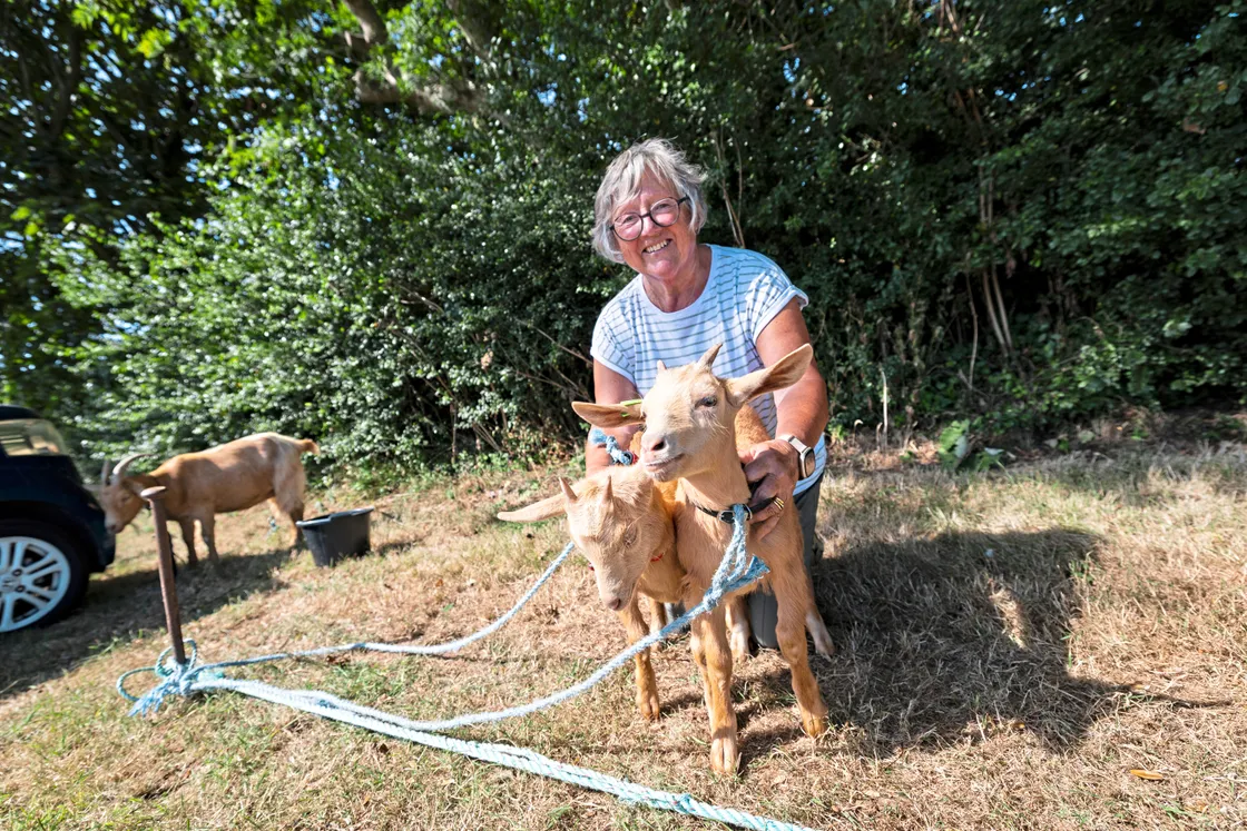 Margaret Robilliard with her 9-week-old goats