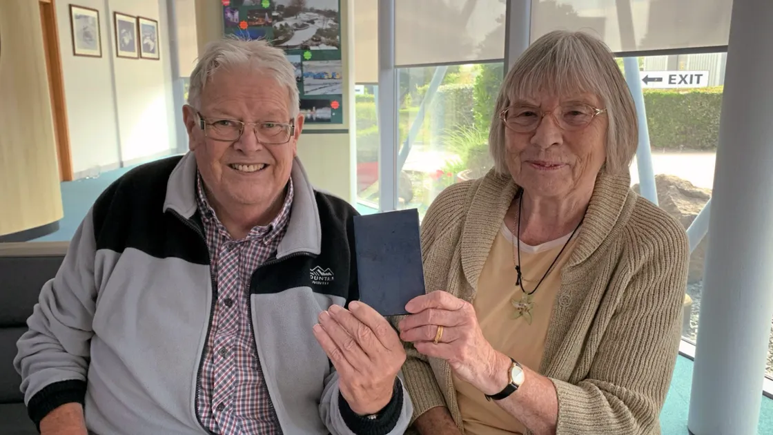Roger (left) and Gillian Le Page holding the Second World War diary belonging to Mr Le Page’s grandmother Lillian.