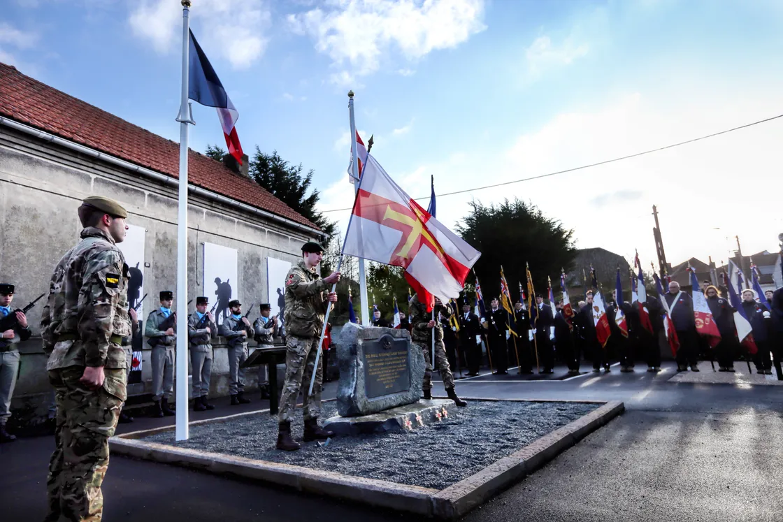 Every year, the Guernsey flag at Masnieres is replaced and brought back to be presented to a family member of a soldier who served with the RGLI.
