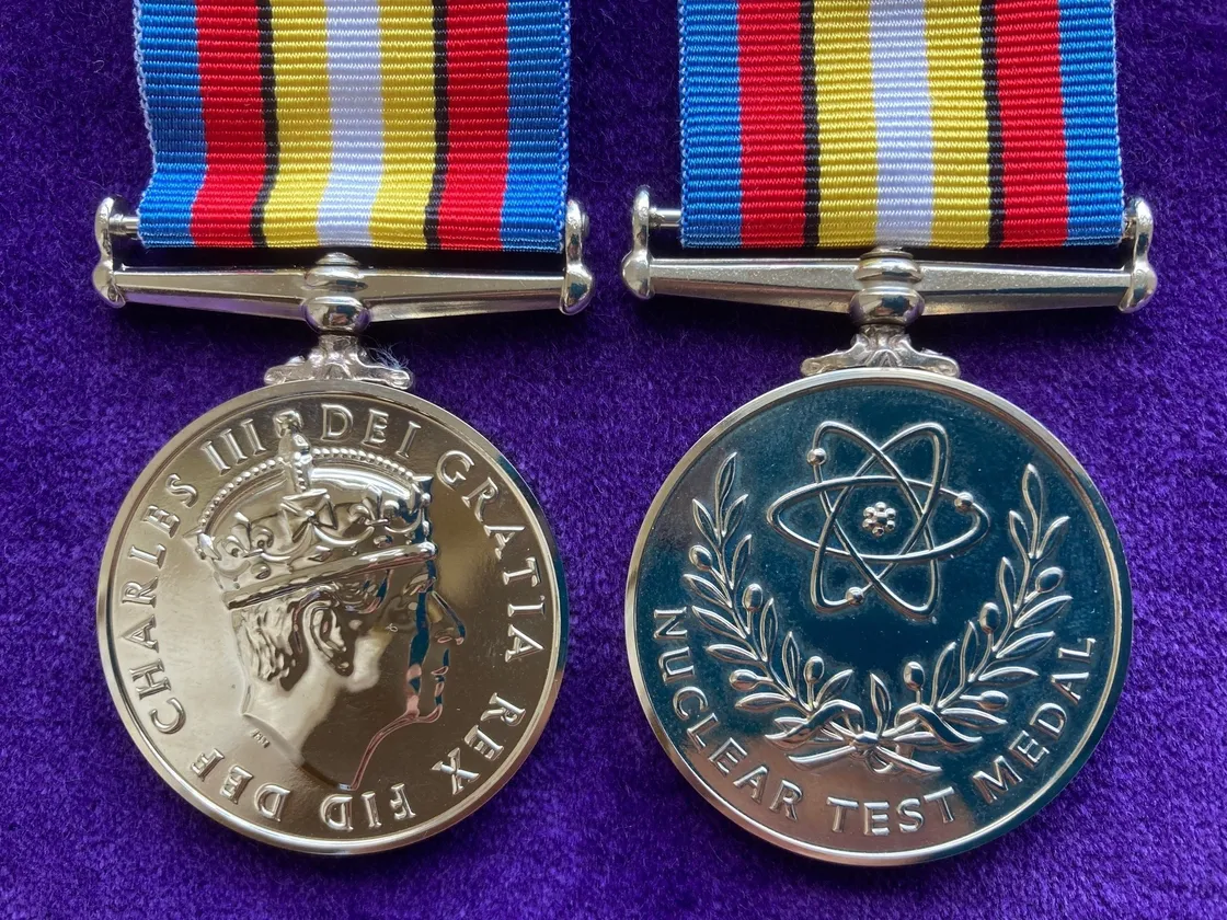 The Nuclear Test Medal, which has been awarded to two local veterans of the British nuclear tests in the Pacific. (32763257)