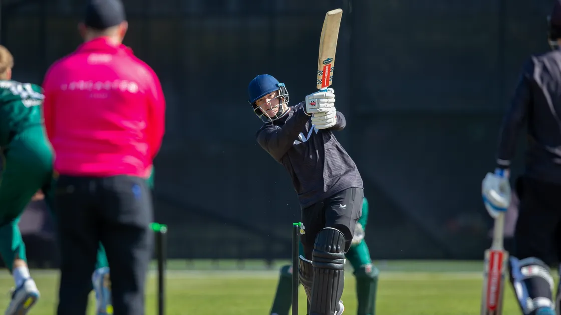 Surrey opener Alfie Haxton goes on the attack at the KGV.