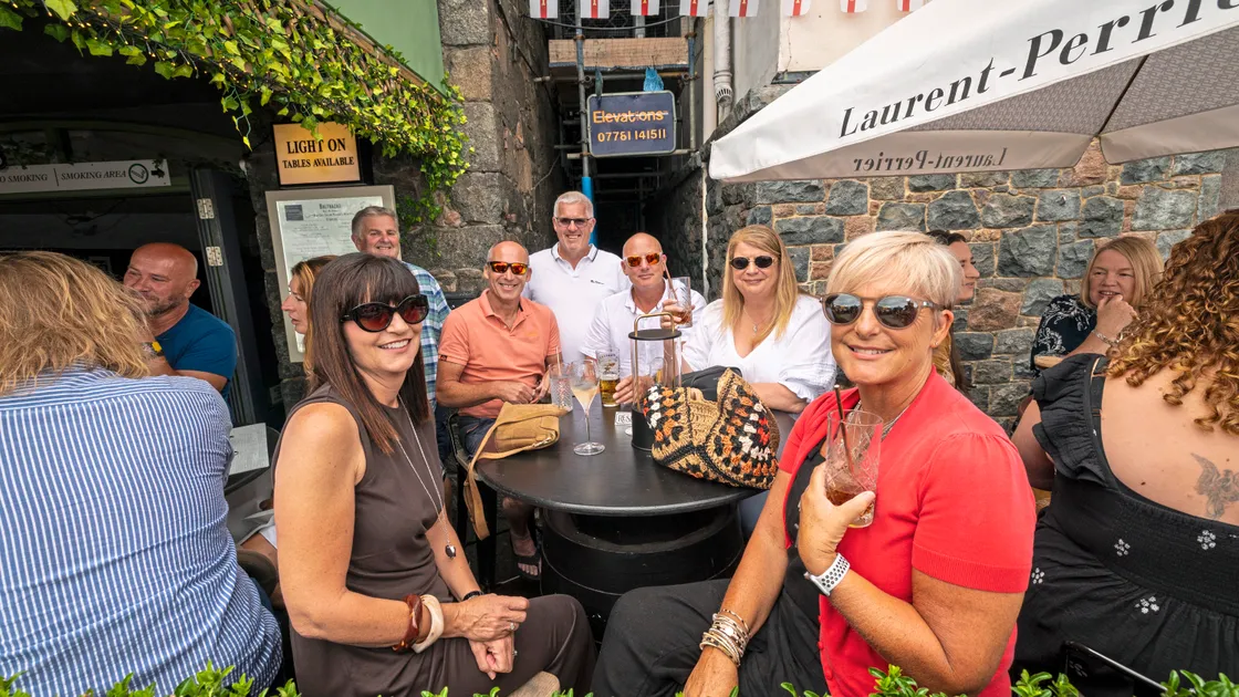 L-R: Emma Corbin, Neil Corbin, Paul Trebert, Kevin Rabey, Rachel Bailey and Justine Gaudion enjoying a drink at Balthazar.