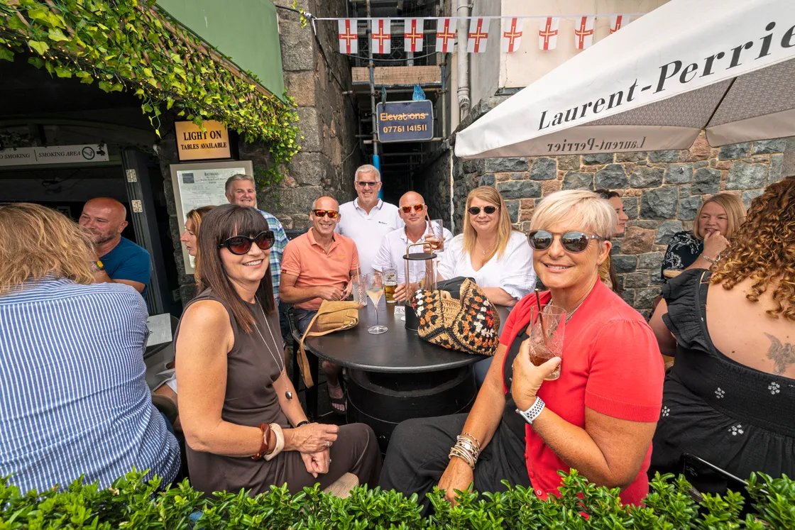 L-R: Emma Corbin, Neil Corbin, Paul Trebert, Kevin Rabey, Rachel Bailey and Justine Gaudion enjoying a drink at Balthazar.