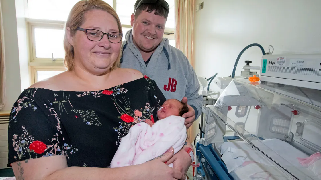 Suzanne Jenner would have missed the first feed of her premature daughter, Jessika, as she was in recovery after a difficult birth, but, thanks to an online app, which was discovered by PEH senior staff nurse Christel Braybrook and paid for by the Priaulx Premature Baby Foundation, she was able to watch husband James doing so.
(Picture by Steve Sarre, 21059211)