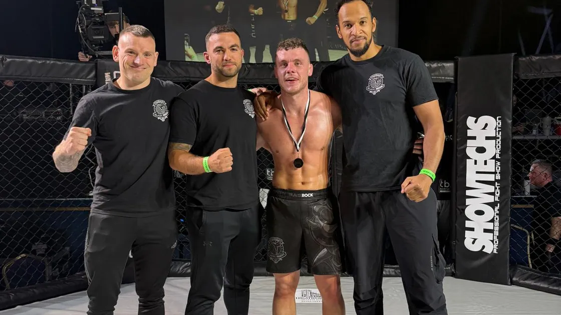 Tom Finch (second from right) with Black Rock coaches (left to right) Johan Pols, Josh Ozanne and Jordan Matthews.