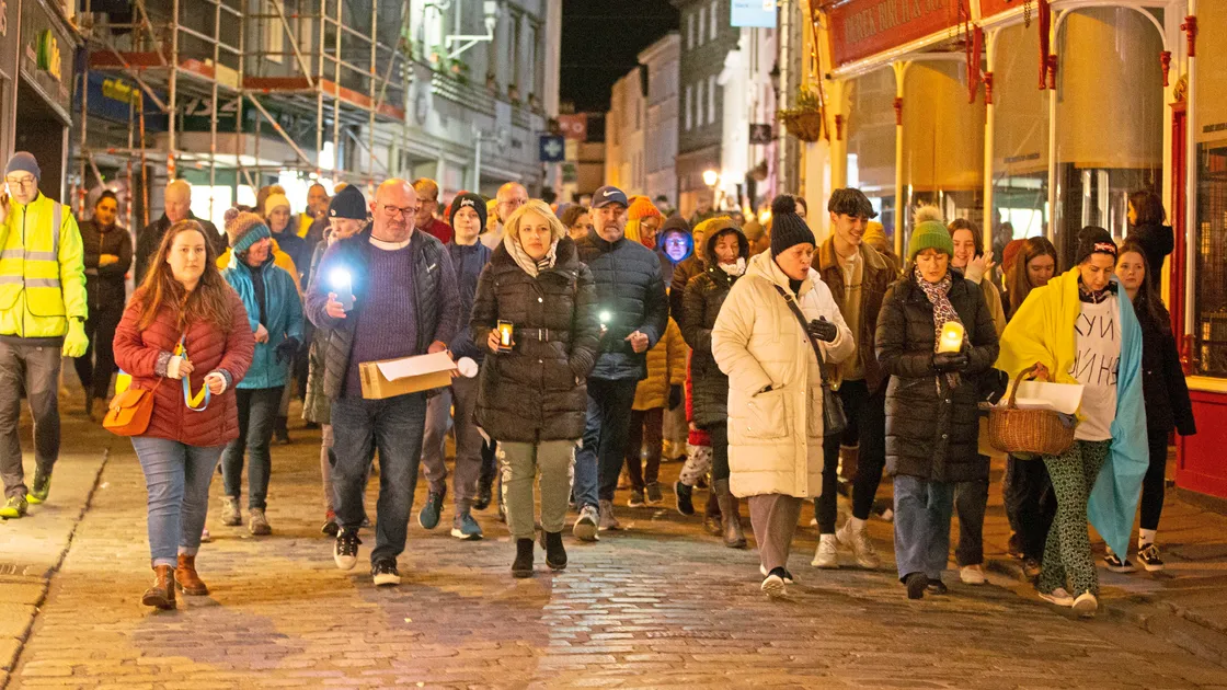 The march went from the Town Church through the centre of St Peter Port to the Liberation Monument. (30547471)