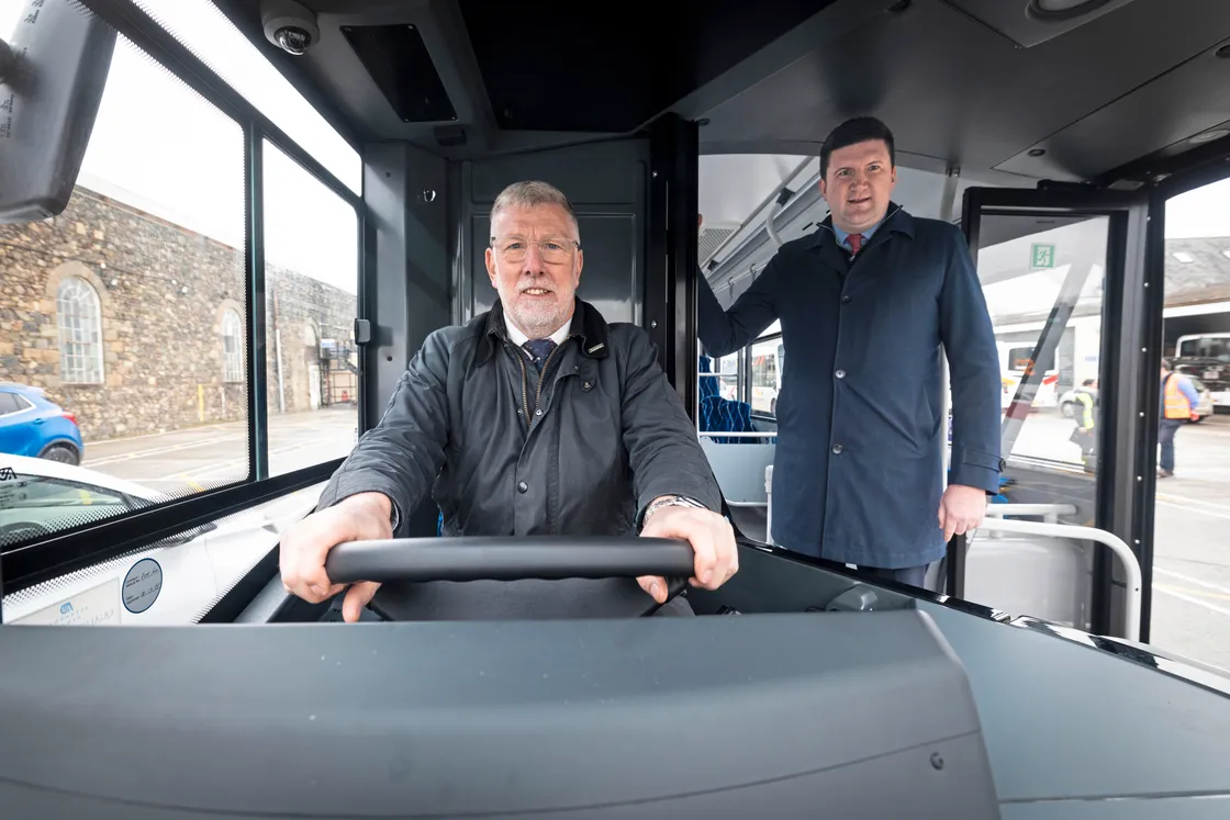 Environment & Infrastructure president Deputy Adrian Gabriel with Stagecoach managing director Peter Knight