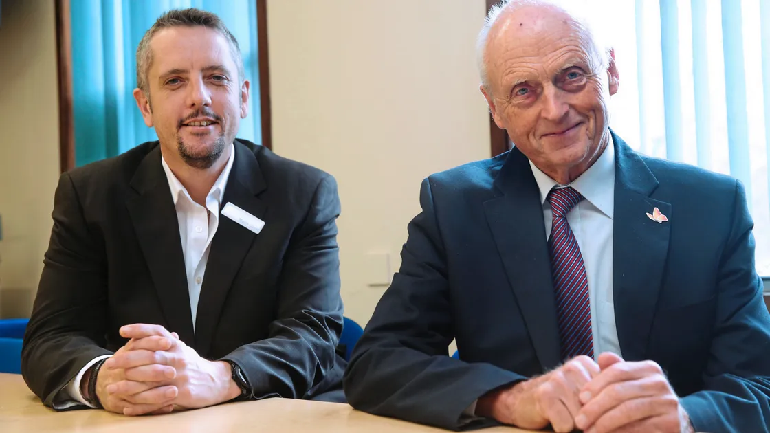 Roger Allsopp, right, the chairman of new health watchdog CareWatch, with Martin Gavet, Health & Social Care’s change and performance manager and head of risk management. (Picture by Adrian Miller, 20075525)