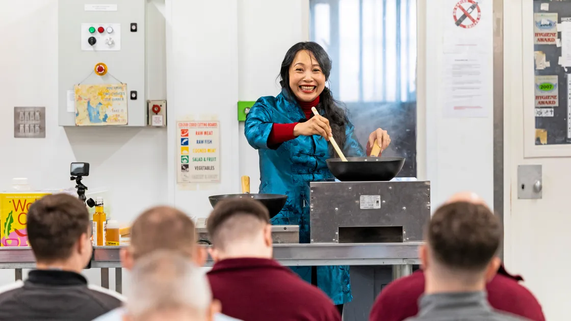 Taiwanese-born British Celebrity chef Ching-He Huang gave a cooking demonstration to prisoners, organised by Guernsey Community Savings