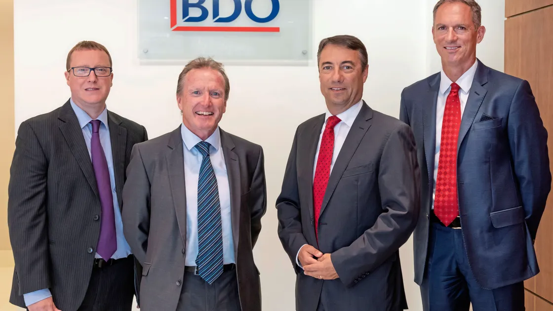 BDO Guernsey management buyout, left to right, Justin Hallett, Andre Trebert, Richard Searle and Stuart Phillips.                    (Picture by Chris George)