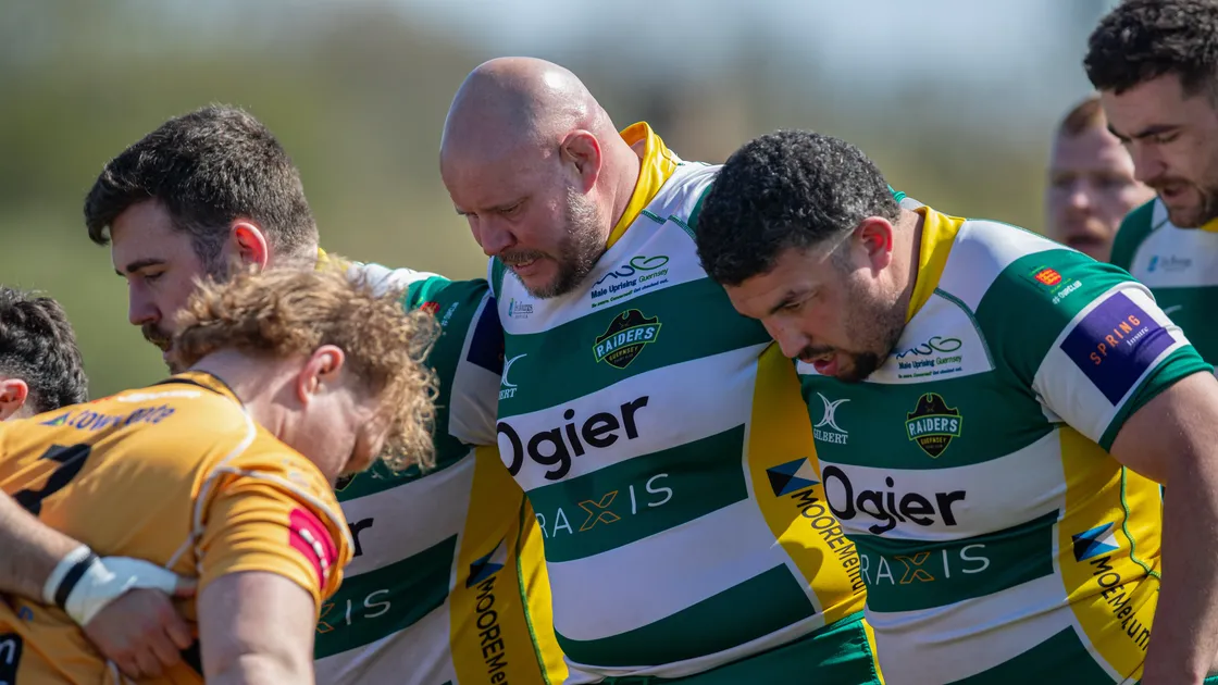 Raiders’ front row prepare to scrum down at Footes Lane on Saturday.