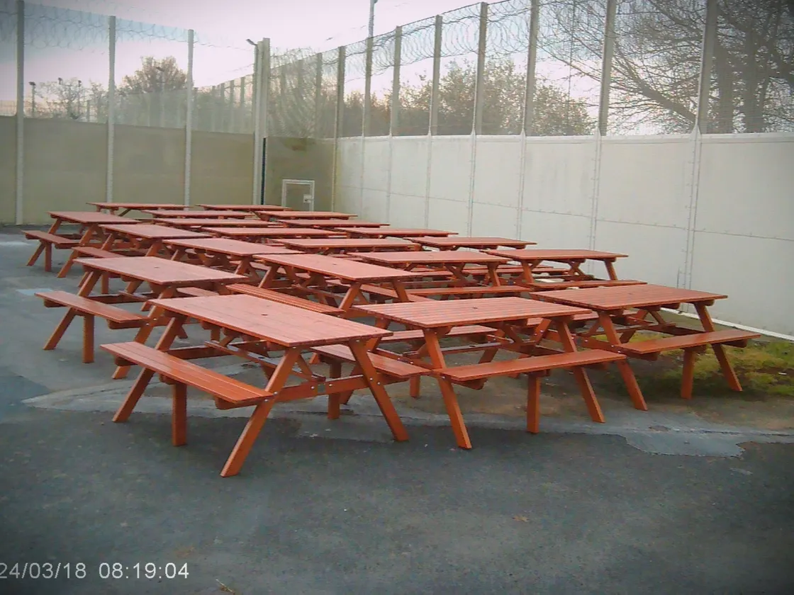Benches built by the prisoners