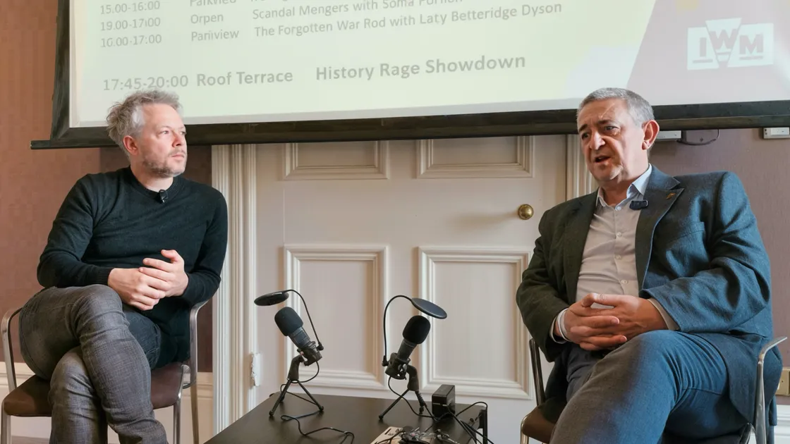 Local historian Nick Le Huray, right, with the Imperial War Museum’s head of public history James Bulgin
