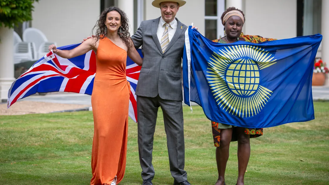 Government House will be hosting a Royal Commonwealth Society champagne celebration on Saturday 22 June. Left to right: Ariel Snoyman from South Africa, Darren Vogel of the Royal Commonwealth Society, and Kenyan representative Cathy Wanyoike. (Picture by Peter Frankland, 33322772)