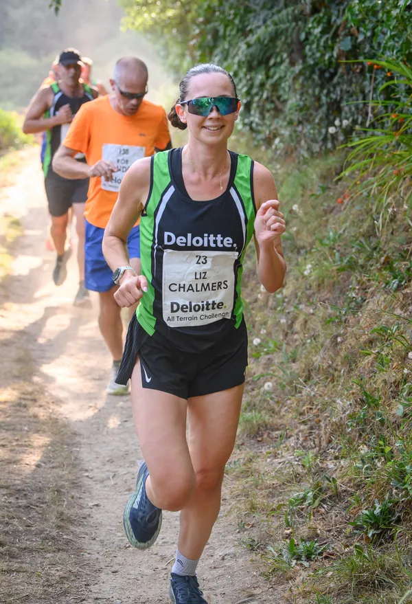 Second woman Liz Chalmers enjoying the friendly rivalry of the All Terrain Challenge.