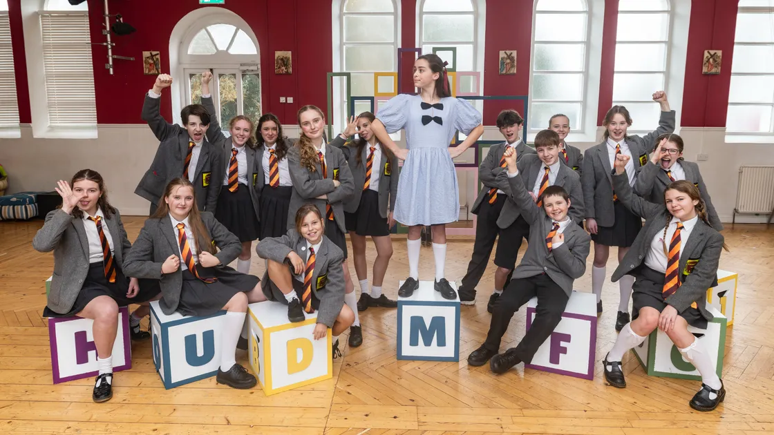 Blanchelande College is putting on Matilda the musical as a school performance. Surrounded by her cast classmates is Florence Sparkes, 13, who plays the titular role