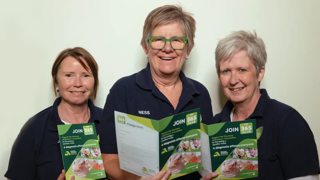 The Guernsey Alzheimer’s Association has launched a new fundraising initiative, the 365 Club. Left to right, Jo Leach, Ness Marsh and Julie Thompson from the charity with the new 365 Club leaflets.