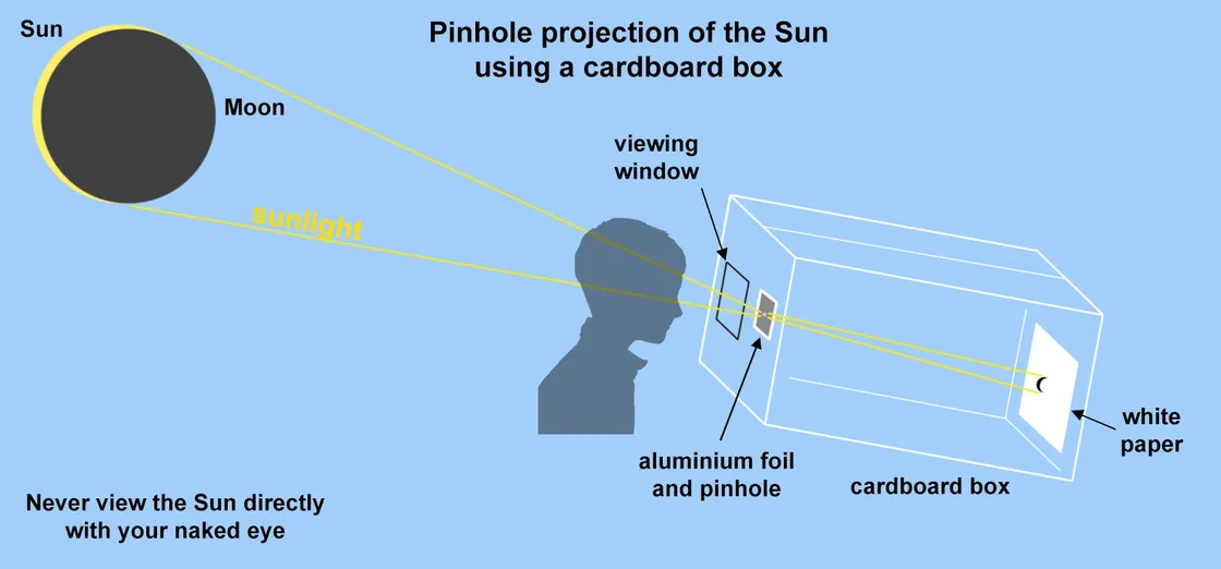 Cardboard box pinhole projector.