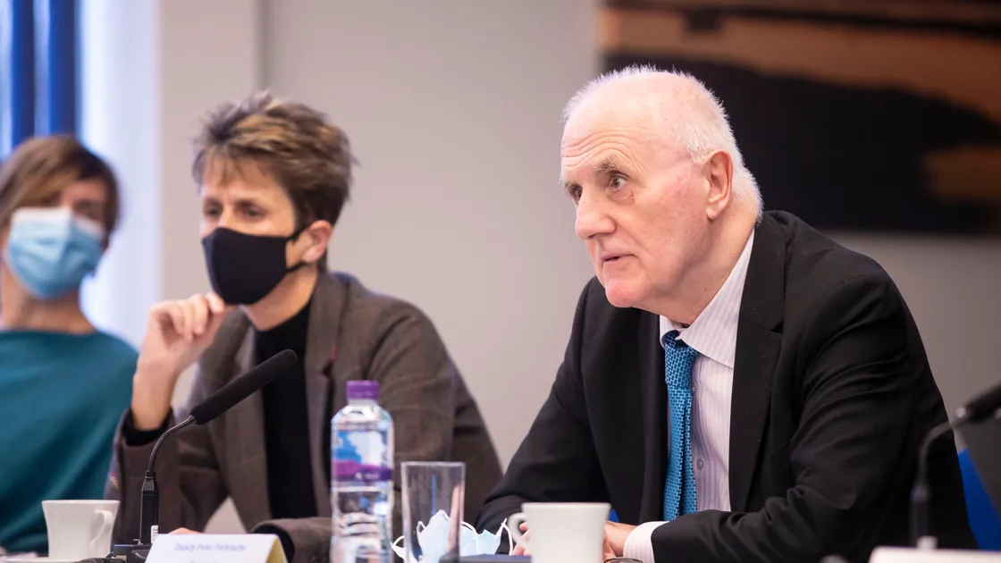 Deputy Heidi Soulsby and Deputy Peter Ferbrache at this week’s Scrutiny management committee hearing. (Picture by Peter Frankland, 30383371)