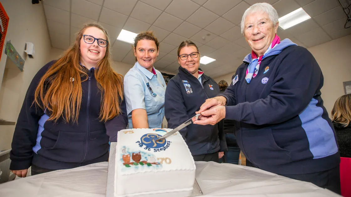 Left to right, Sophie Leale, Debbie Robilliard, Tamara Beach and the president of Guides in Guernsey, Mary Grant