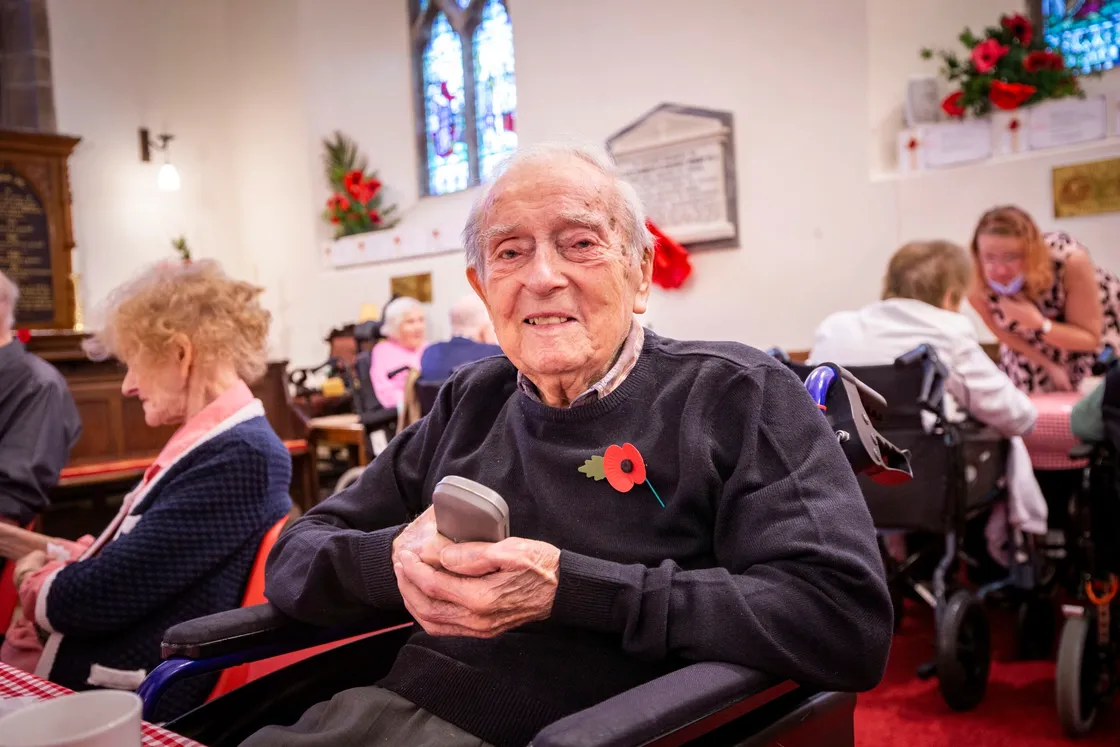 Henry Le Noury, 98, a resident of Maison de Beauvoir, enjoying the afternoon tea. (30188703)