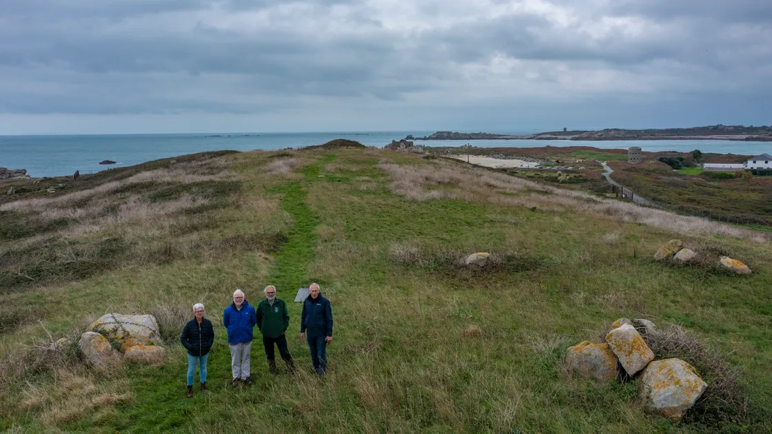 The National Trust of Guernsey and the Smile for Georgie Foundation are going to be working together to progress plans to return Creve Coeur to nature and for public use. Left to right, Smile for Georgie Foundation founder and trustee Jenny Le Prevost, trustee Peter Le Cheminant, National Trust of Guernsey president Mike Brown and properties manager Jim Whitmore.  (Pictures by Peter Frankland, 31429025)