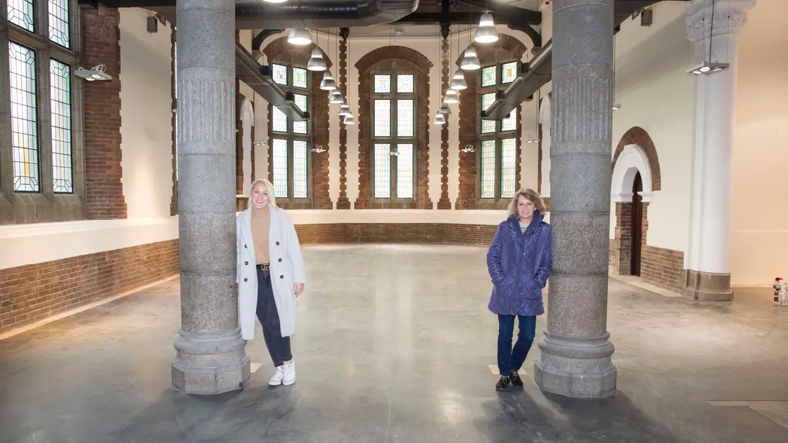 Bailiwick Estates Property management assistant Sophie Streeter, left, and managing director Sonia Taylor in the former flower market and HMV premises which will host Christmas market stalls. (Picture by Adrian Miller, 26551622)