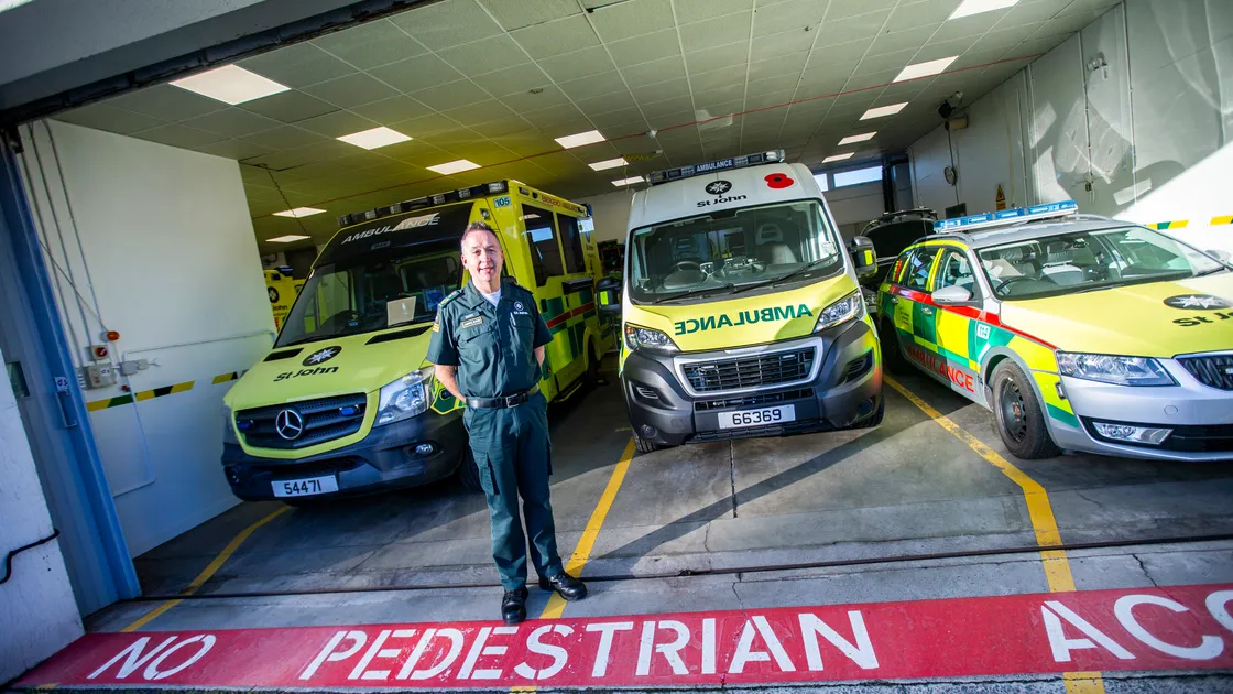 St John Emergency Ambulance Service chief officer Mark Mapp. The rapid response car to the right of the picture is one of two that are about 14 years old. (32930578)