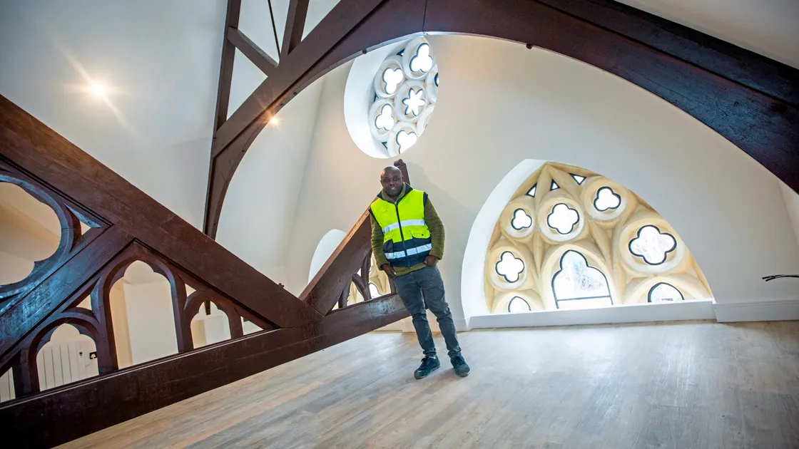 Macob Construction general manager Ugo Nto in one of the apartments on the upper floor. (Picture by Peter Frankland, 33085087)